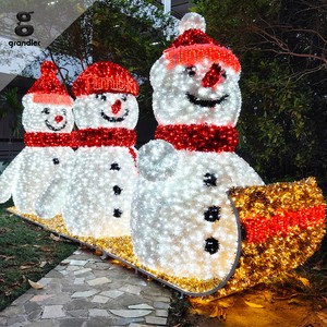 Hot Sale Giant 3D LED Snowman Motif Light Christmas Decorative IP65 Landscape Lighting