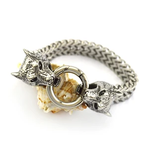 High Quality Viking Jewelry Fashion Jewelry Wolf Head Pulseras De Dragon Acero Bracelet Biker Punk Bangles Trendy About 15 Days