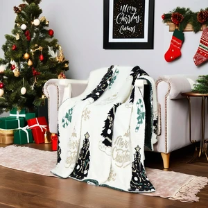 Source Factory Christmas Tree Knitted Throw Blanket Chunky Polyester For Christmas Decoration Holiday Decor Snowflake Blanket