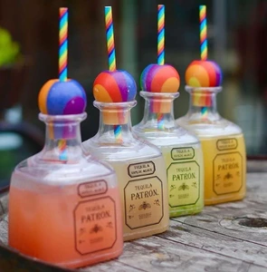 Patron Cups Bottle Cocktail Glass Tequila Plastic Wine Custom Logo PS Party Transparent Modern Food Grade Cordial Glasses 3 Oz