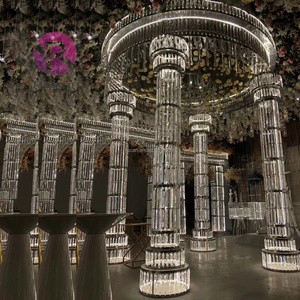 Luxury Wedding Decoration Party Supplies Backdrop Stage 10ft Crystal Gold Lighted Chuppah