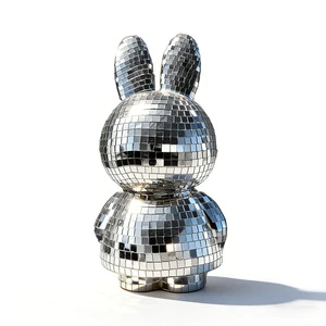 2025 New Mosaic Glass Child Easter New Year Christmas Disco Rabbit Decoration Ornament Party Supplies Home Decor Cute Rabbit
