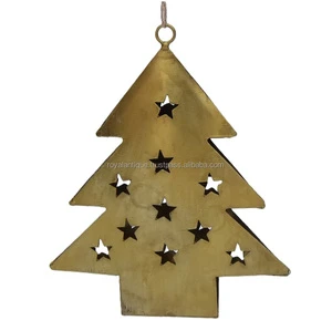 Top Selling Christmas Metal Hanging Decorative Ornaments Golden Color Outdoor Garden Decoration Supplies