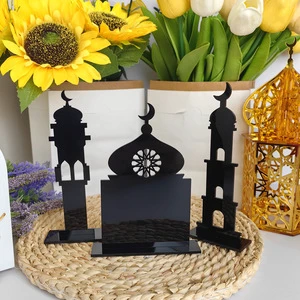 2025 Islamic Eid Mubarak Table Decoration Acrylic Ramadan Kareem with Moon Star Ornaments Muslim New Year Supplies