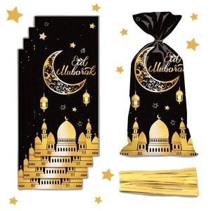 2025 Islamic Muslim Party Supplies Eid Mubarak and Ramadan Kareem Umrah Decoration Plastic Candy and Cookie Bag for Gifts