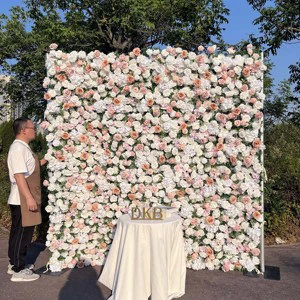 DKB Factory Wholesale Artificial Flowers Decor Wedding Wall Hanging High Quality Artificial Rose Flower Wall Backdrop