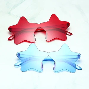 Star Shaped Rimless Party Glasses Transparent Candy Color Party Glasses Irregular One Piece Fun Party Eyewears