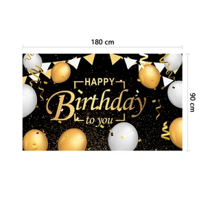 Low MOQ Eco Friendly Material Purple Gold Party Decorations Happy Birthday Backdrop Banner Set