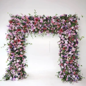 Factory Wholesale Wedding Background Square Silk Artificial Rose Flower Arch Stand Greenery Style Eco-Friendly Backdrop Wedding