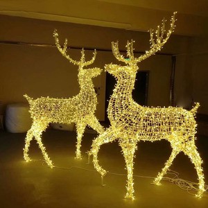 Artisan Crafted 3D Reindeer LED Christmas Light Large Outdoor Iron Frame Motif for Yard Garden Park Holiday Decoration