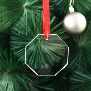 Wholesale Wangzhe Brand Octagon Glass Christmas Ornament Blank Crystal Hanging Ornaments UV Printing 50mm Size Indoor Decoration