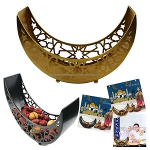 Islamic Decor Metal Crafts Moon Star Tray Ramadan Gift Accessories Products Ramadan Tray for Ramadan Eid Mubarak Decoration