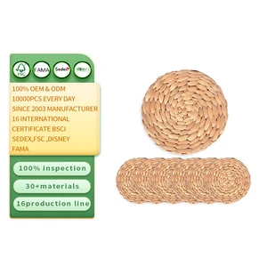 Factory Wholesale 6 Piece Woven coaster Set Boho Style Wicker Coasters Suitable for Table Decoration