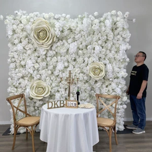 Customized Luxury Silk Artificial Floral Wall 8x8ft 3D Rose Handmade Realistic Flower Wall Roll for Party Wedding Decor