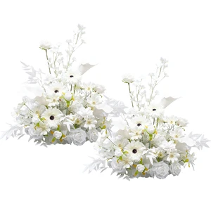 S-A8963 2pcs White Floral Arrangement Table Flower Aisle Wedding Event Decor Supplies