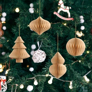 Eco-friendly Christmas tree Xmas Decorations paper ornaments with magnet for Christmas