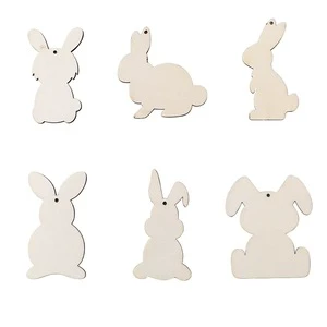 New Creative Handmade Plywood Easter Wooden Rabbit Hanging Ornaments Easter Scene Arrangement Decorations