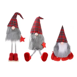 OEM Wholesale Handmade Polyester Christmas Tree Ball Ornaments 10x10x37cm Custom Various Styles Gray Gnome Plush Santa