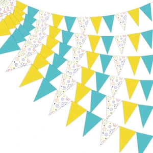 Wholesale Western Wedding Single Paper Pennant Birthday String Flag Trending Flower Wave Bunting Flags for Photo Background