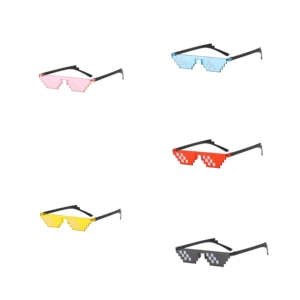 Unisex Vintage Mosaic Glasses Sunglasses with Fun PC Frame Blue Black Red Yellow for Party & Daily Use Eyewear for Men & Women