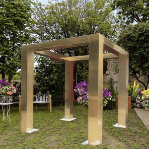 Customized Party Decorative Stage Prop PVC Gold Square Bracket Frame Wedding Backdrop Stand