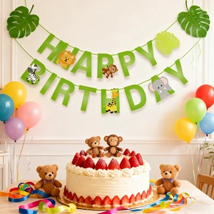 YOT Animal Theme Party Paper Banner Kid Likes Party Decoration Festival Party Supplies Banner