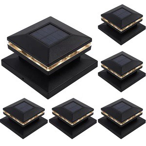 Outdoor Solar Powered Pillar Culumn Caps Lamp Solar Post Cap Light For Wooden Fence Deck Patio