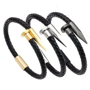 Braided Leather with Stainless Steel Nails Party Novelty Product