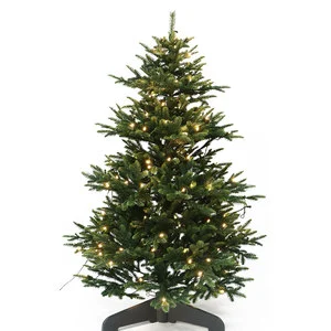 Customizable PE Christmas Tree with Grey Wooden Stand for Home Outdoor Parties and Holidays Durable Wood Stand