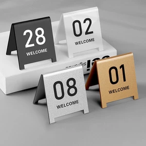 Customizable Double-Sided Acrylic Table Number Sign for Restaurants Hotels Cafes Multi-Color Welcome Message Available Black