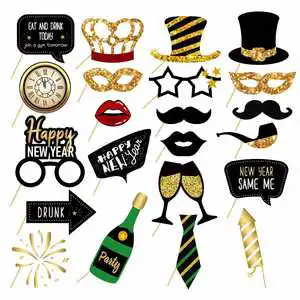 Wholesale Photo Props Party Supplies Christmas PVC Photo Booth Props Party Paper Glasses Christmas Photo Props