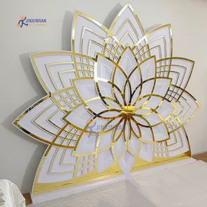 Flowers Wall Backdrop PVC Stage Wall Decorations Golden Acrylic Floral Back Lotus Flower Wedding Backdrop for Wedding Events