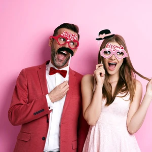 Valentine's Day Party Decoration Valentine's Day Gift Paper Eyeglasses Valentine's Day Party Photo Booth Props Kit
