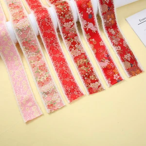 New Year's Printed Woven Ribbon Herringbone 100% Polyester Eco-friendly Winter Clothing Rough Edges Festival Flowers Bouquets