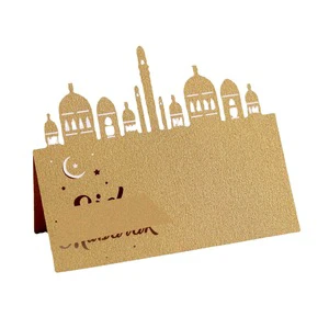 HIPIE Eid Mubarak Postcard Gold Colour Seat Number Place Name Card for Ramadan Party Table Setting Decoration Supplies