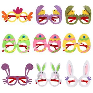 Easter Eggs Party Favor Decorations Supplies Photo Booth for Kids and Adults Easter Glasses Frame Set