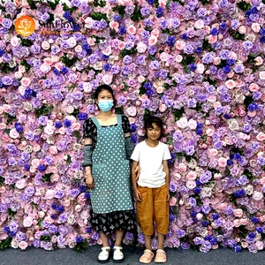 Sunwedding Premium Silk Artificial Flower Wall Backdrop for Wedding and Home Decoration White Green