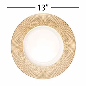 13 Inch Decorative Charger Plate Gold Plates Glass Tray Christmas Decoration for Party