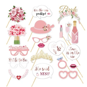 Wedding Photo Booth Props Engagement Photo Props Accessories with Wooden Sticks for Bridal Shower Wedding Favour Party Decors