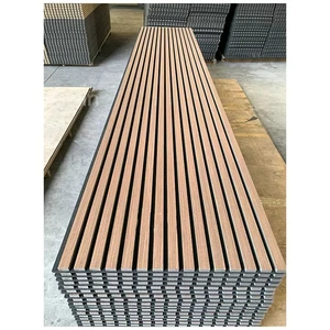 Modern Bedroom Hospital Hotel Living Room LED Strip Light Soundproof Wood Slat Acoustic Wall Panels MDF PET Veneer Akupanel