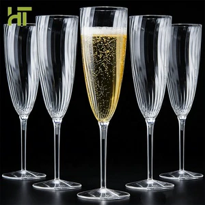6Oz Clear Plastic Champagne Flute Glasses Hard Disposable Ldeal For Party Wedding Toasting Drinking New Years Eve Party Supplies