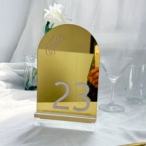 Gold Acrylic Table Number Card, Customized Wedding Supplies List, Dining Table Number Prompt Card