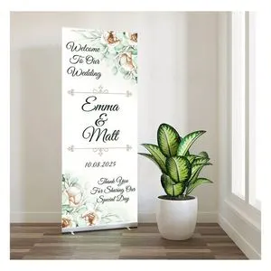 Wedding Florals Pull up Banner Retractable Banner Digital Printing Roll up Banner Stand Display Wedding Welcome Sign