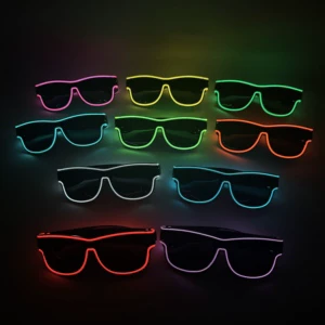 LED Light up Sunglasses with Lithium Battery for Party Festival Night Events