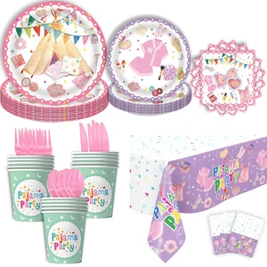 Disposable Tableware Set Party Theme Decoration Disposable Dinnerware Tableware Set with Paper Plate Paper Napkin