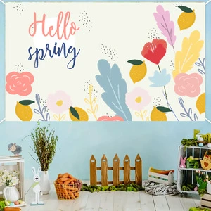 Custom Design Floral Pattern Spring Festival Holiday Party Photo Scene Banners Flags OEM/ODM Washable Fade Resistant Laser Cut