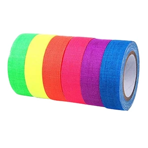 Neon Fluorescent Cloth Spike Gaffer Tape Roll Custom Logo Colorful Glow Dark Mask For Party Decoration
