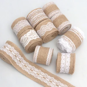 DIY Linen Christmas Tree Ribbon Jute Lace Bow Decoration for Home Textile Woven Bag for Christmas Decorations