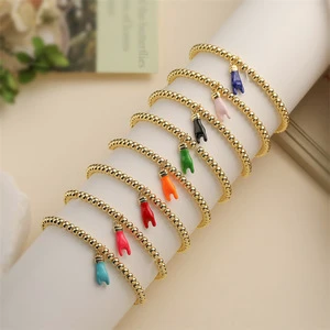 New Hot Selling Color Drip Oil Victory Bracelet, Fashionable and Versatile Elastic Power Wholesale