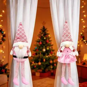 Handmade Christmas Gnome Curtain Buckle Tieback Santa Tomte Faceless Doll Ornament Holiday Window Decoration for Home